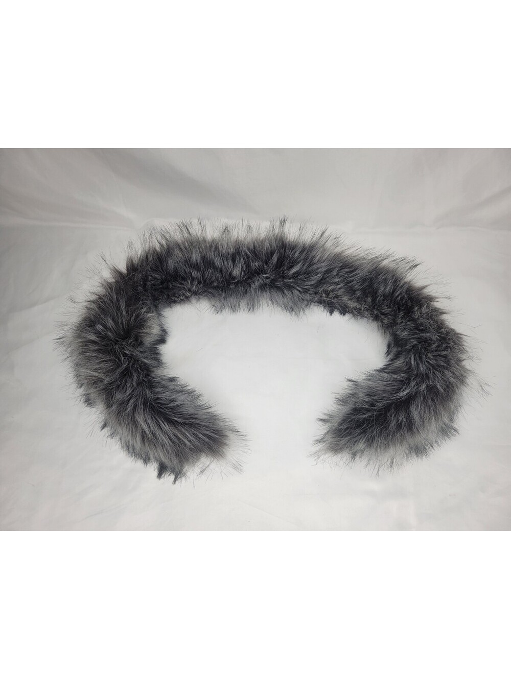 Faux Fur Scarf Collar Hood Trim Replacement Gray Grey Charcoal Black